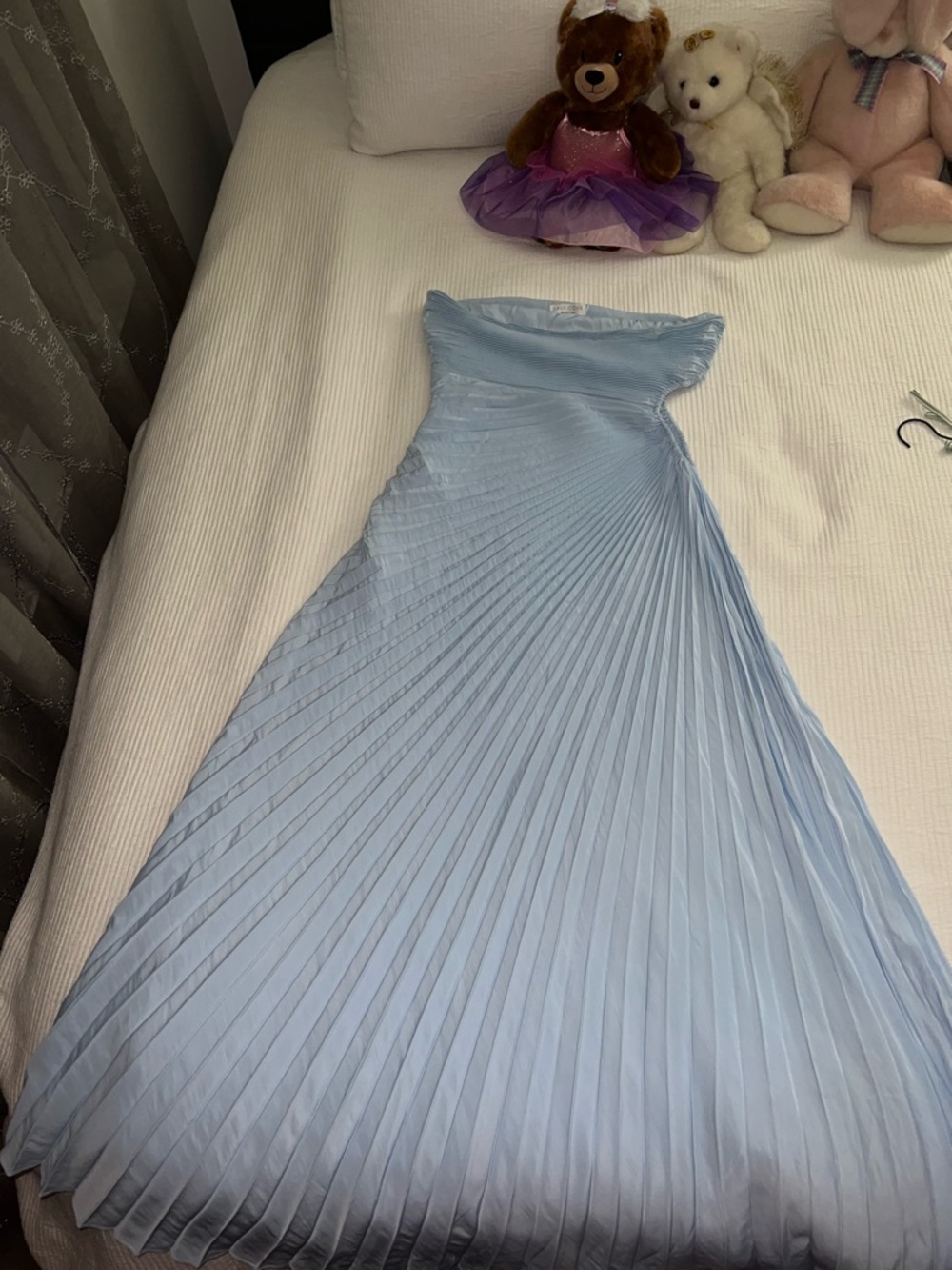 ASOS Pale Blue Strapless Pleated Maxi Dress